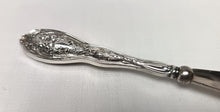 Load image into Gallery viewer, Antique Sterling Silver & Silver Plated Shoehorn – Floral Motif Handle