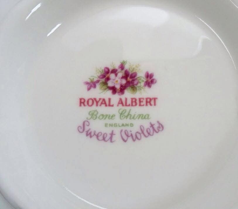 Royal Albert 'Sweet Violets' Bone China Milk Jug & Open Sugar Bowl — Purple Violets on White, England, c.1950s–1970s
