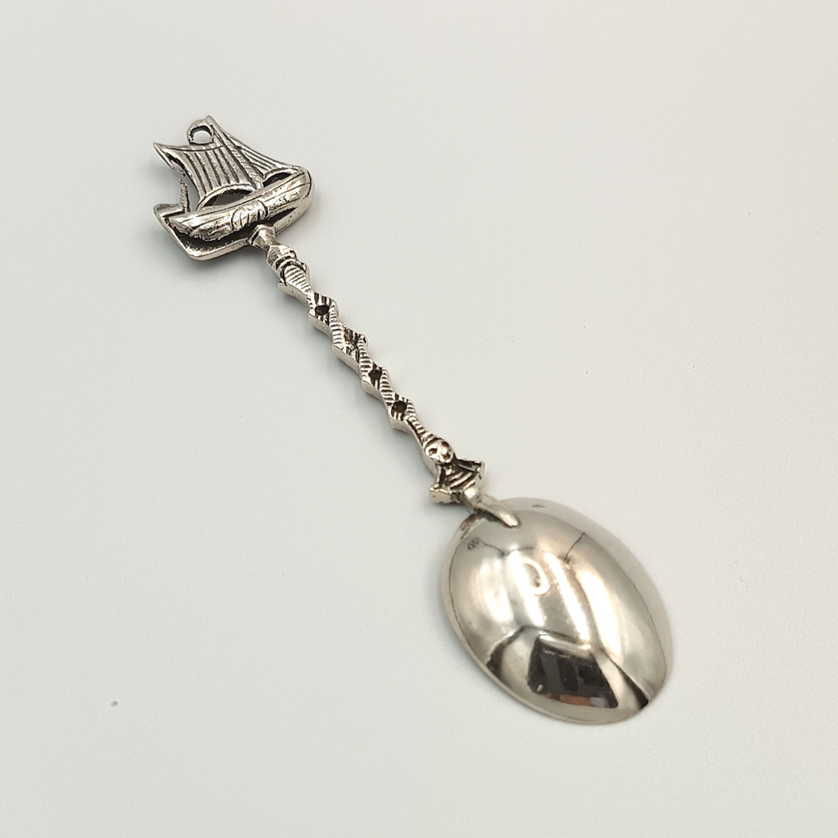 Dutch Silver | Sailing Ship Finial | Twisted Stem Teaspoon | Netherlands | Late 19th–Early 20th Century