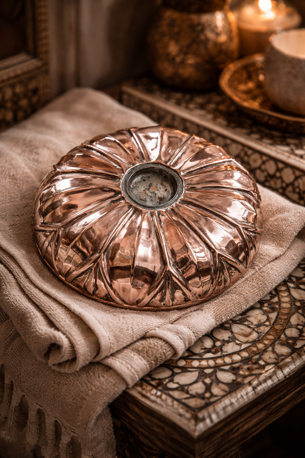 Antique Ottoman Turkish Copper Hamam Bowl (Hamam Tası)
19th Century | Hand-Embossed | Traditional Turkish Bath Vessel