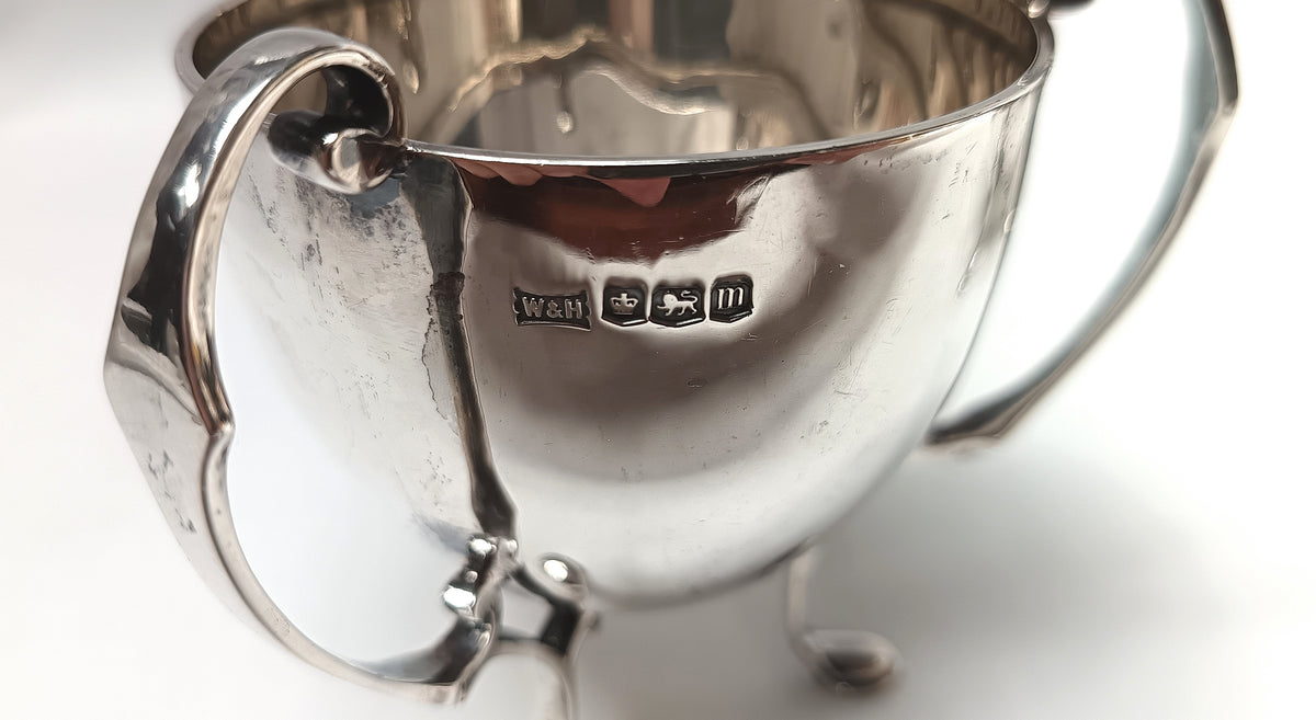 Art Deco Sterling Silver Tyg / Loving Cup – Walker & Hall Sheffield 1929, Egg-Shaped Elegance