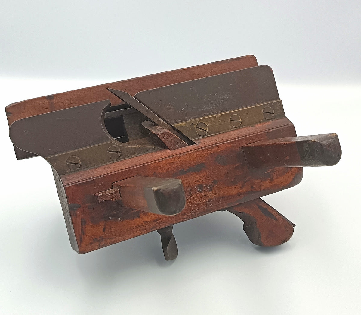 Antique Screw-Arm Plough Plane | Hardwood & Brass | 19th Century