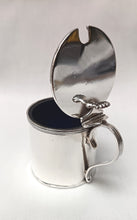 Load image into Gallery viewer, Antique Hallmarked Sterling Silver Lidded Salt Cellar with Bristol Blue Glass Liner – Birmingham, 1910