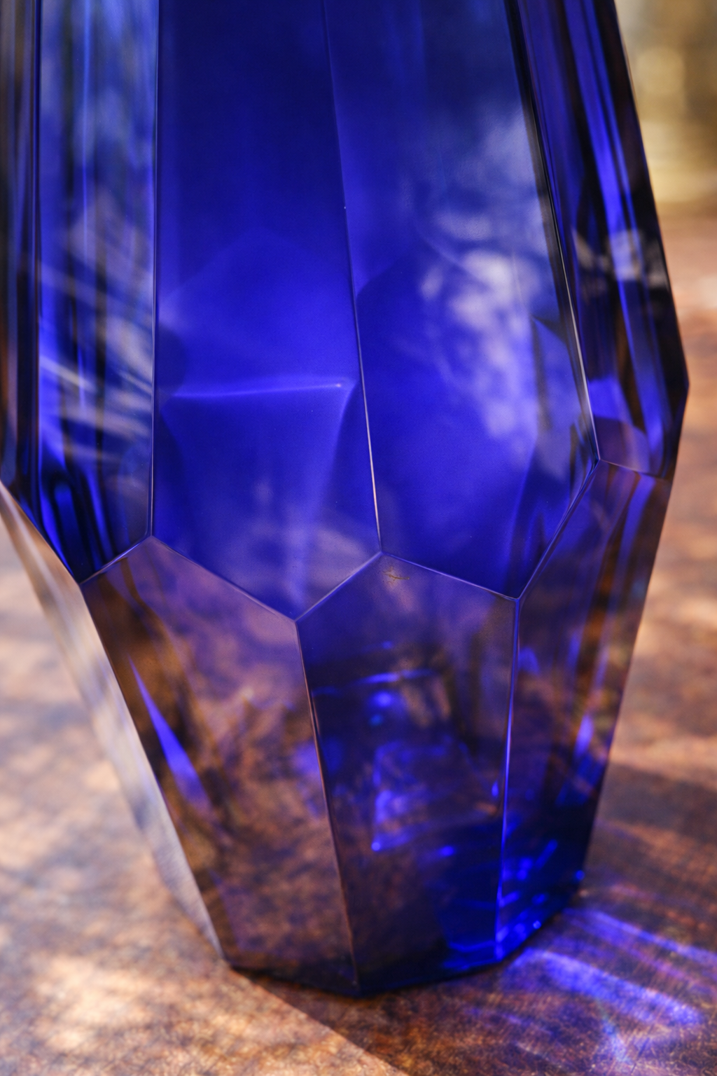 Unmarked | Faceted Cobalt Glass Vase | Art Deco Geometric Style | Central European | c.1920s–1950s