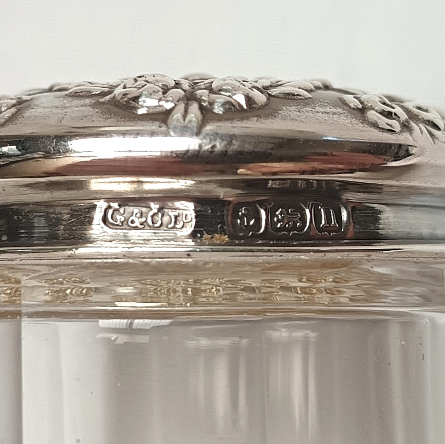 G & C Ltd | Repoussé Rose & Garland | Sterling Silver-Topped Vanity Jar | Hallmarked Birmingham 1912