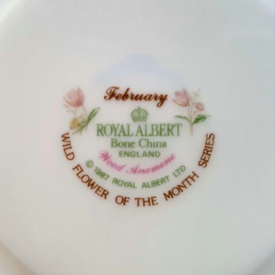 Royal Albert | Wild Flower of the Month — Wood Anemone | February | Duo | Bone China | 1987