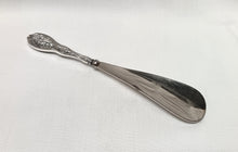Load image into Gallery viewer, Antique Sterling Silver & Silver Plated Shoehorn – Floral Motif Handle