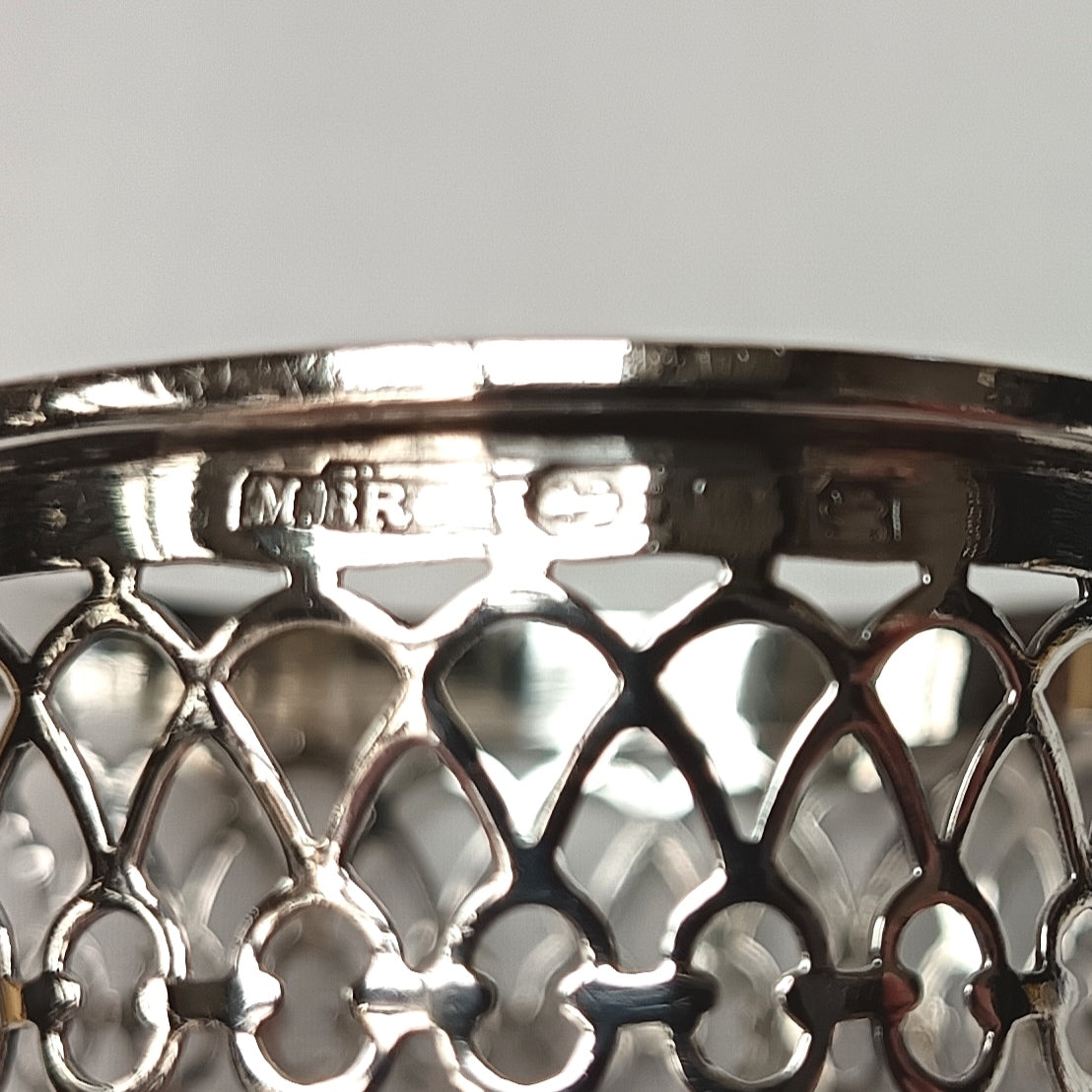 Antique Sterling Silver Pierced Serviette Ring — Miller Brothers Birmingham, Gothic Quatrefoil Pattern