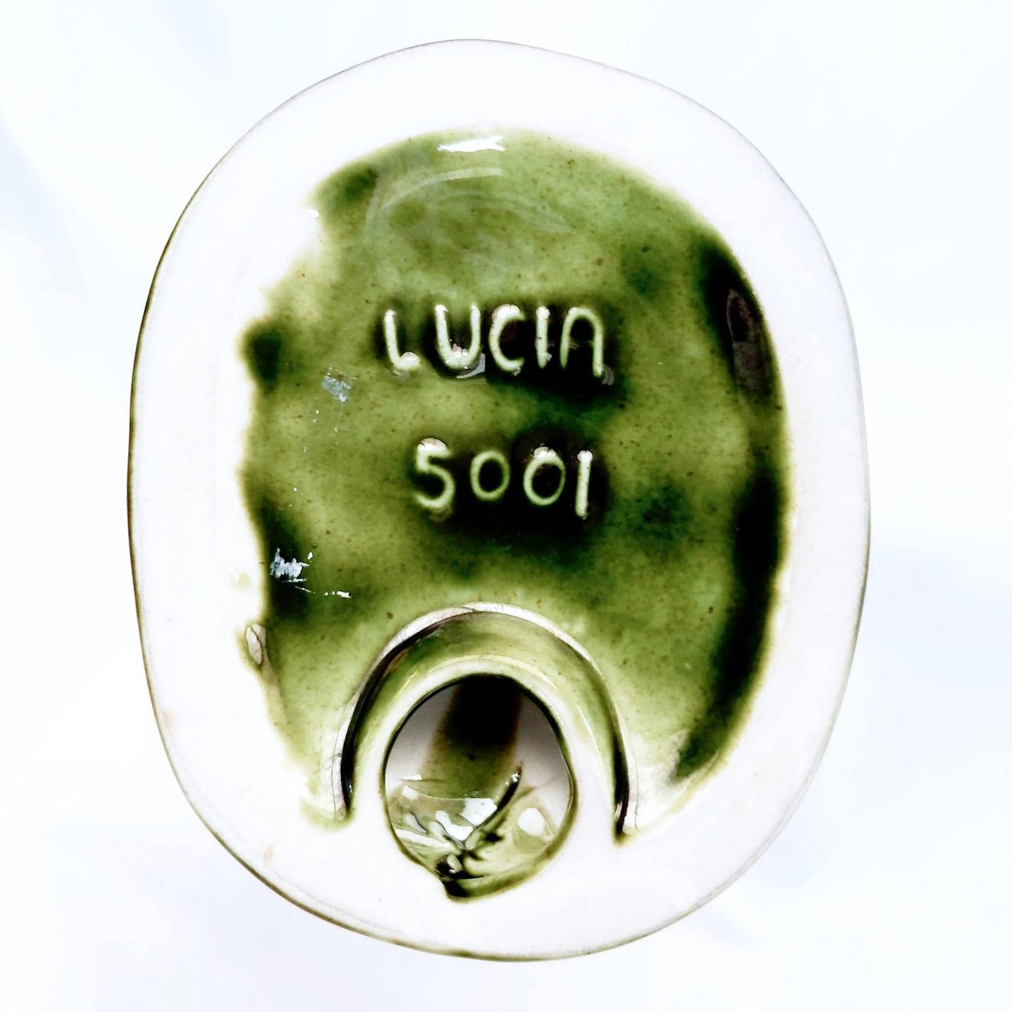 Genuine Vintage Lucia Ware Bokkie Deer — Original LUCIA 5001 Mark, Deep Green Glaze, Circa 1950s, Excellent Condition