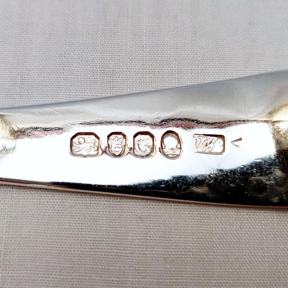 Antique Pair of Hallmarked Sterling Silver Berry Spoons