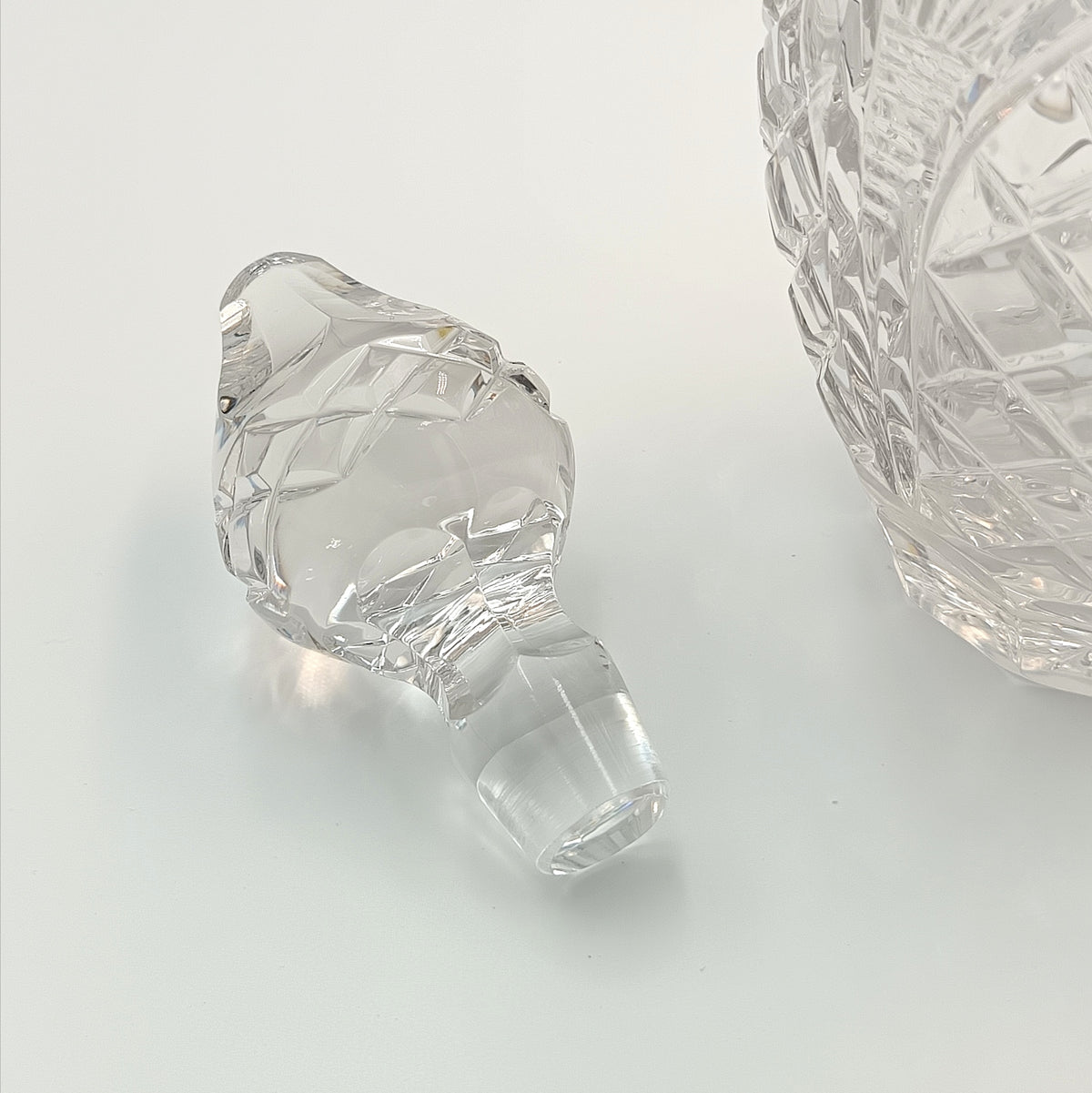 Full Lead Cut Crystal Decanter | Hallmarked Sterling Silver Collar | Maker A.C. & Sons Ltd (attributed) | London | Post-1971 | Hobnail & Fan Cut Body | Original Stopper | Excellent Condition