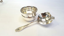 Load image into Gallery viewer, Hallmarked sterling silver tea strainer & bowl