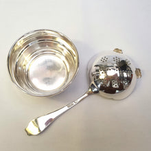Load image into Gallery viewer, Hallmarked sterling silver tea strainer & bowl