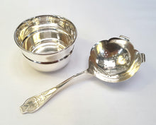 Load image into Gallery viewer, Hallmarked sterling silver tea strainer & bowl