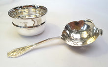 Load image into Gallery viewer, Hallmarked sterling silver tea strainer & bowl