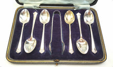 Load image into Gallery viewer, Set of six silverplated teaspoons and tongs