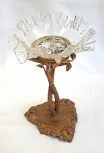 Load image into Gallery viewer, Antique gilded cast brass and delicate glass centrepiece