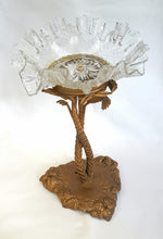 Load image into Gallery viewer, Antique gilded cast brass and delicate glass centrepiece