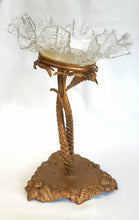 Load image into Gallery viewer, Antique gilded cast brass and delicate glass centrepiece