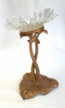 Load image into Gallery viewer, Antique gilded cast brass and delicate glass centrepiece