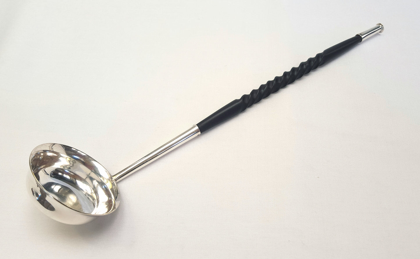 Antique Silver-Plated Toddy Ladle with Twisted Ebony Handle