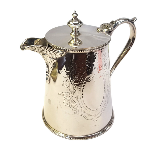Elegant Antique Silver-Plated Teapot for One with Fine Hand-Engraved Detail
