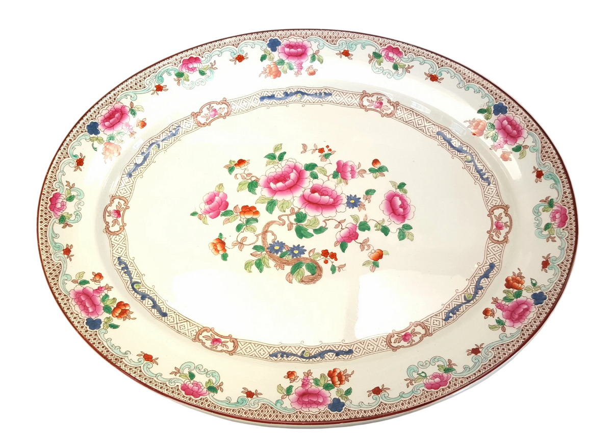 F. Winkle & Co Ltd | Whieldon Ware | Mandarin Pattern | Large Oval Serving Platter | England | c.1911–1931