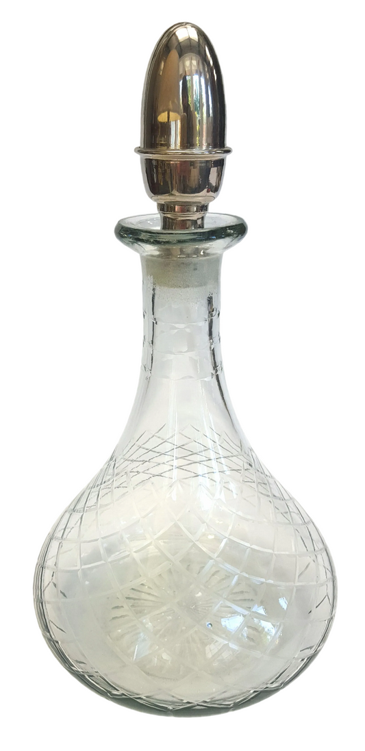 Vintage Hand-Cut Glass Decanter with Intricate Pattern