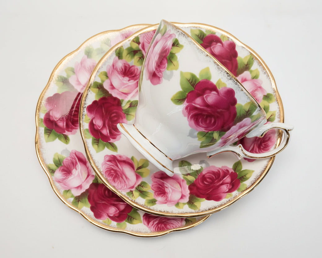 Vintage Royal Albert ‘Old English Rose’ Bone China Trio – Made in England