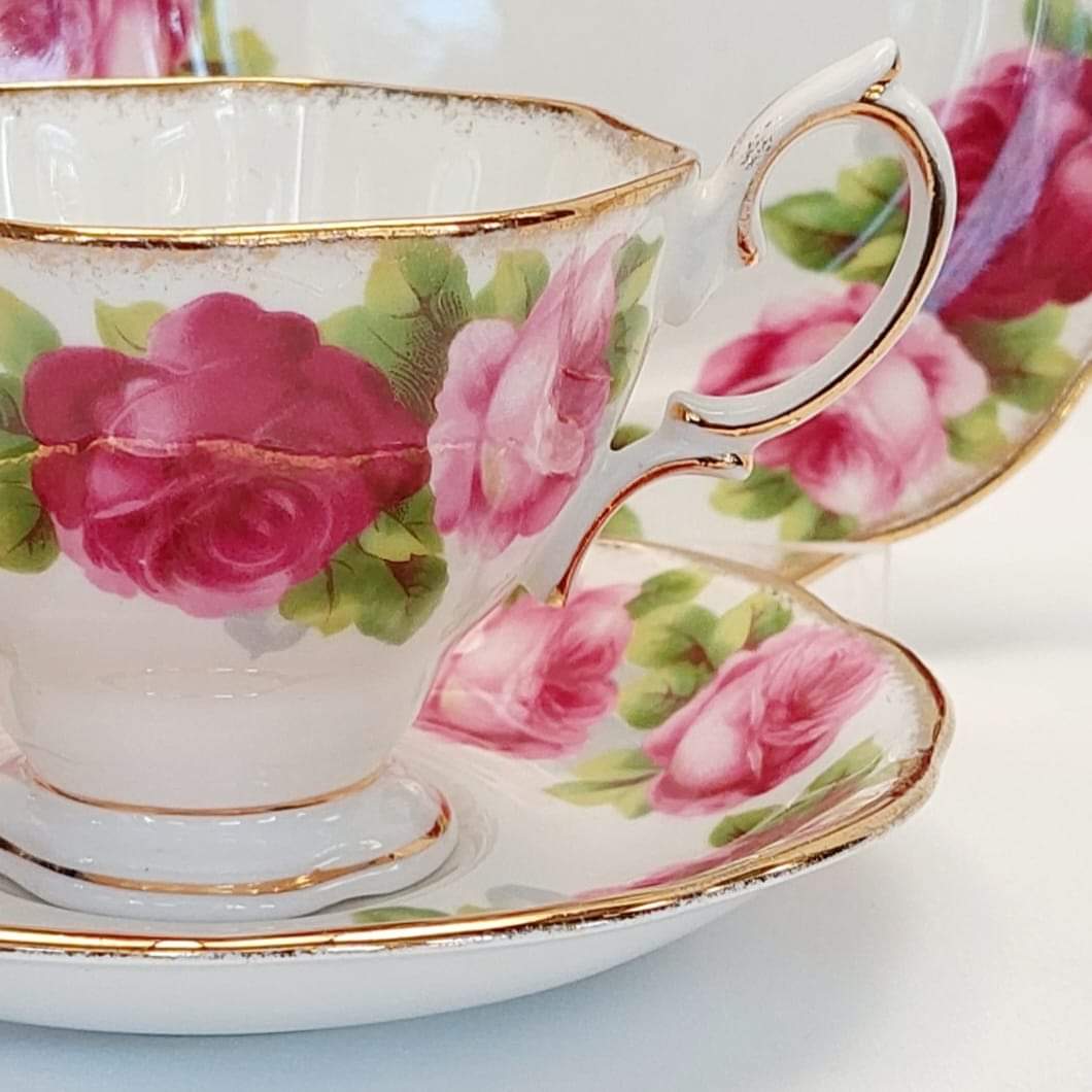 Vintage Royal Albert ‘Old English Rose’ Bone China Trio – Made in England
