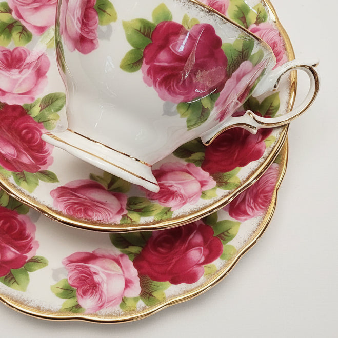 Vintage Royal Albert ‘Old English Rose’ Bone China Trio – Made in England