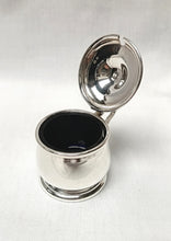 Load image into Gallery viewer, Near-Antique Hallmarked Sterling Silver Lidded Salt Cellar with Original Bristol Blue Glass Liner – G Bryan &amp; Co, Birmingham, 1933
