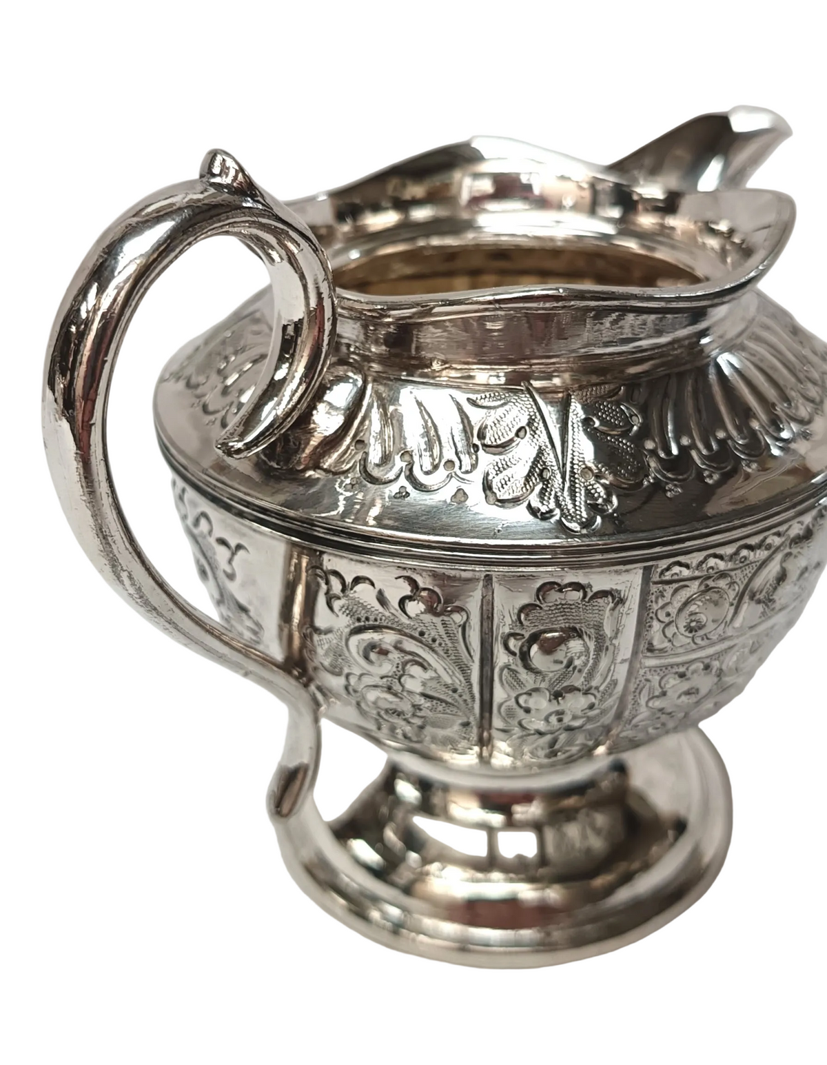 Mappin & Webb | Electro Britannia Metal Silver Plate | Three-Piece Tea Service | Teapot, Milk Jug & Open Sugar Bowl | Repousse Floral & Acanthus Decoration | Gilt Interiors | Sheffield | Registration No. 12425 | Very Good Antique Condition