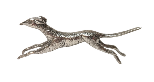 Unmarked Silver | Running Greyhound Figurine | Hand-Cast | Antique