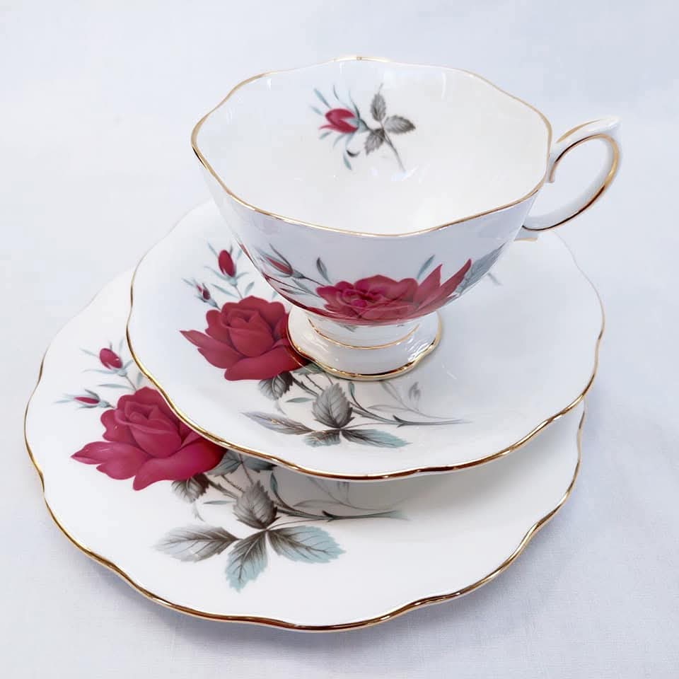 Vintage Royal Albert ‘Sweet Romance’ Bone China Trios – Made in England