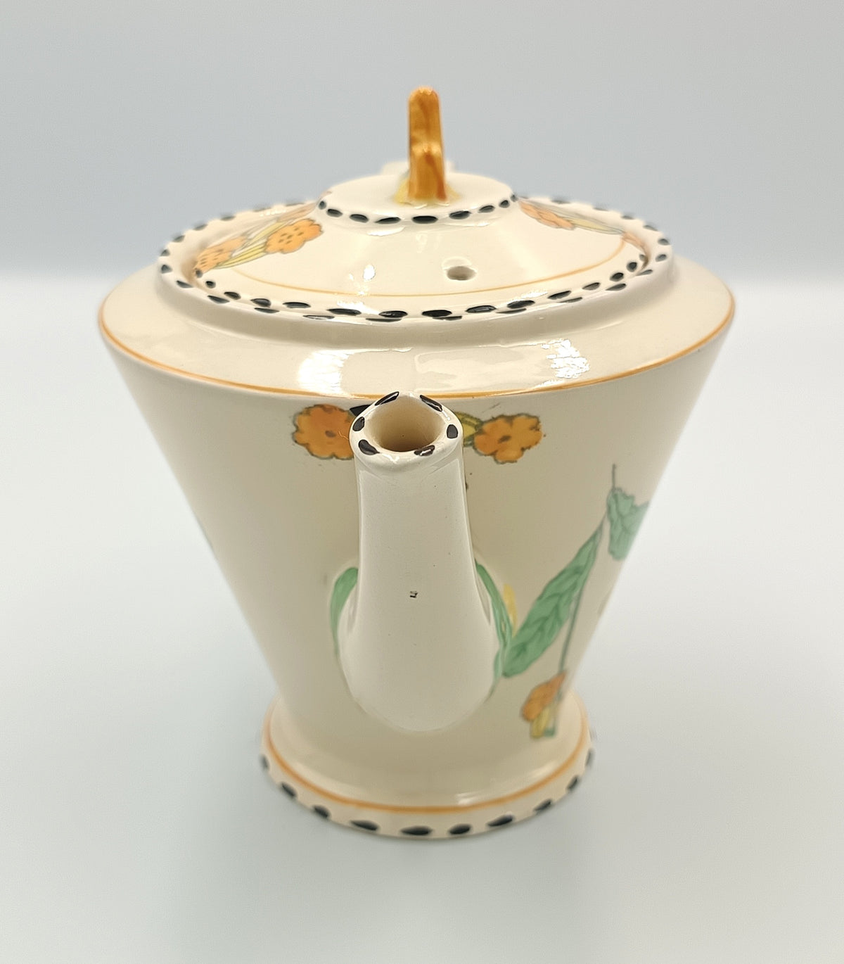 Burgess & Leigh (Burleigh Ware) | Meadowland Pattern | Zenith Shape Teapot | Art Deco Earthenware | Burslem, England, c.1930s