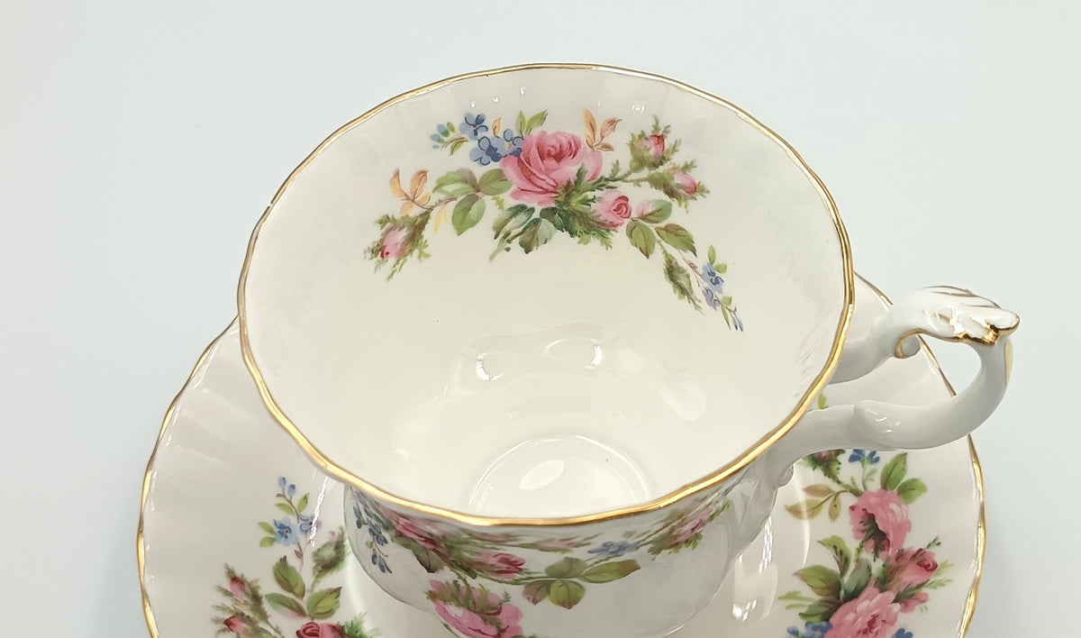 Royal Albert | Moss Rose | Tea Cup and Saucer | Bone China | England | c.1960s–1970s
