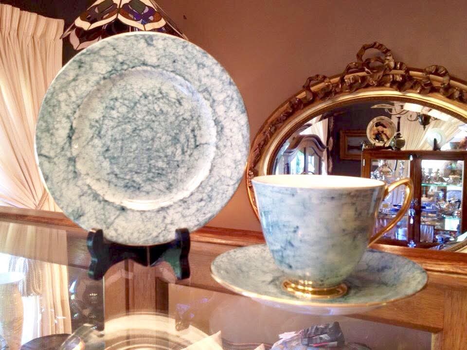 Royal Albert | Gossamer | Teacup, Saucer and Side Plate Trio | Bone China | England | c.1950s | Complete Set of Six — One Trio in Each Colourway