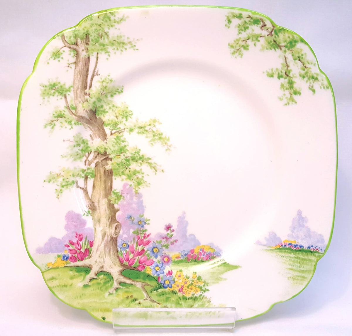 Royal Albert | 'Greenwood Tree' | Six-Piece Tea Setting for Four | Scalloped Green-Trimmed Bone China | Circa 1940s | Near-Unused Condition
