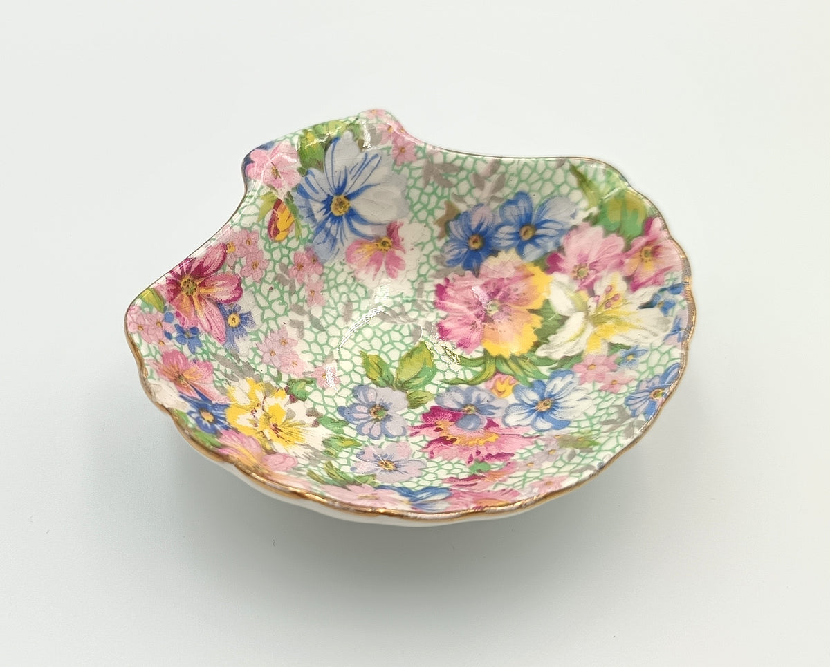 Grimwades Royal Winton | Marion Chintz | Shell-Form Pin Dish | Made in England | c.1930s