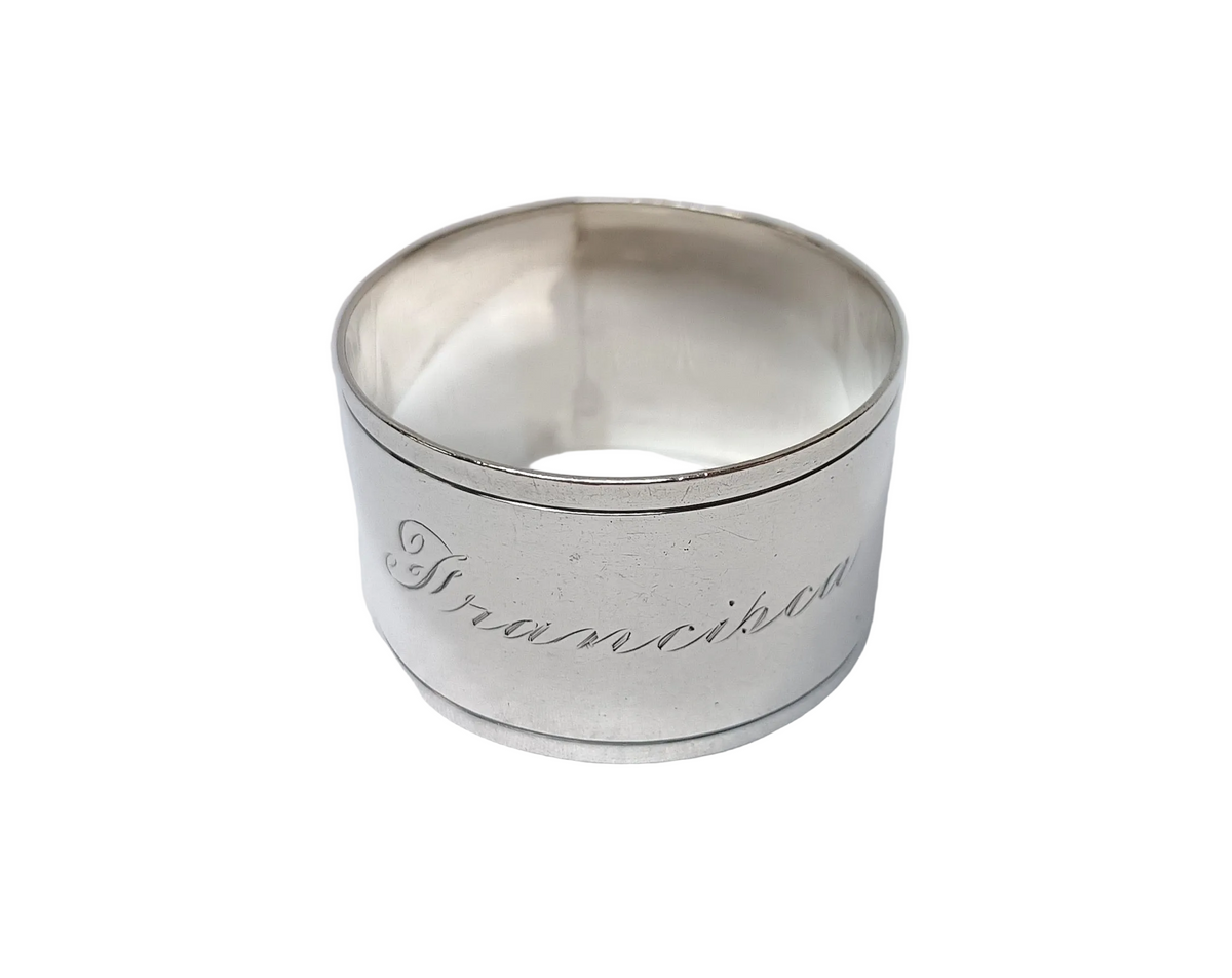 Continental Sterling Silver Napkin Ring — Engraved "Francisca", ST.SILV Marked, 30g, Very Good Condition