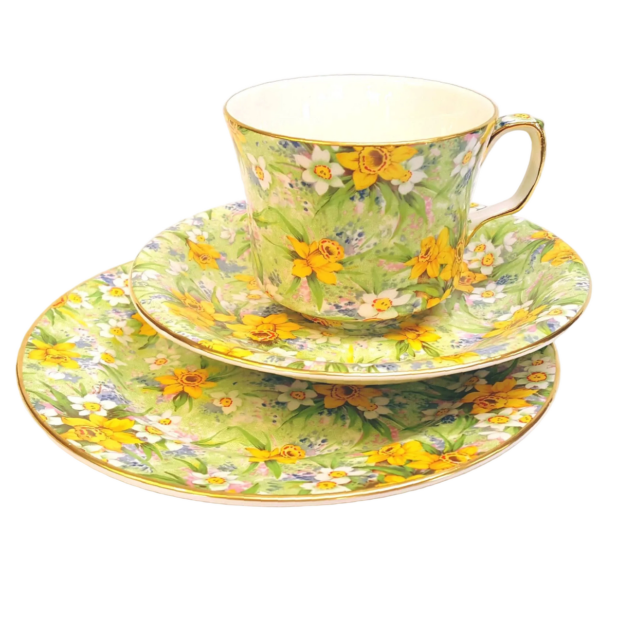 Grimwades Royal Winton | 'Richmond' Chintz | Two Trios | Richmond Shape | Earthenware | 1995 Reissue of 1938 Original | Unused Condition
