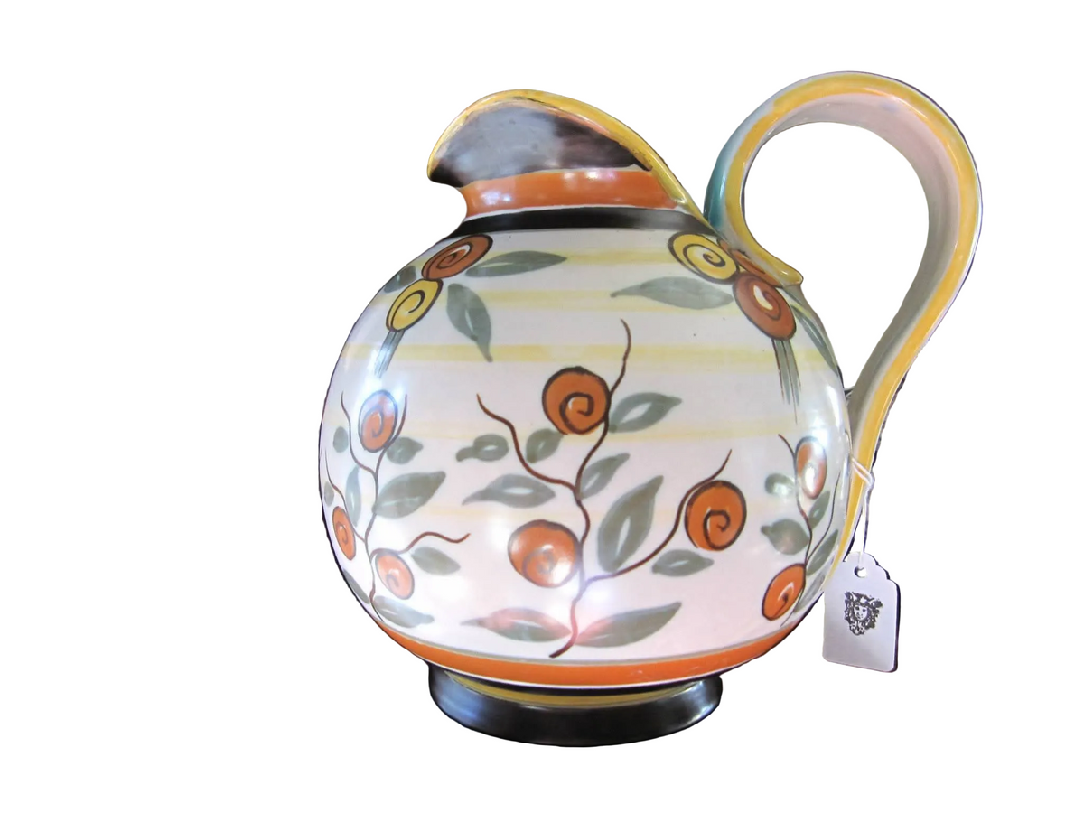 Royal Zuid Holland | Gouda | Hand-Painted Art Deco Pouring Jug | Earthenware | Netherlands | c.1920s–1930s