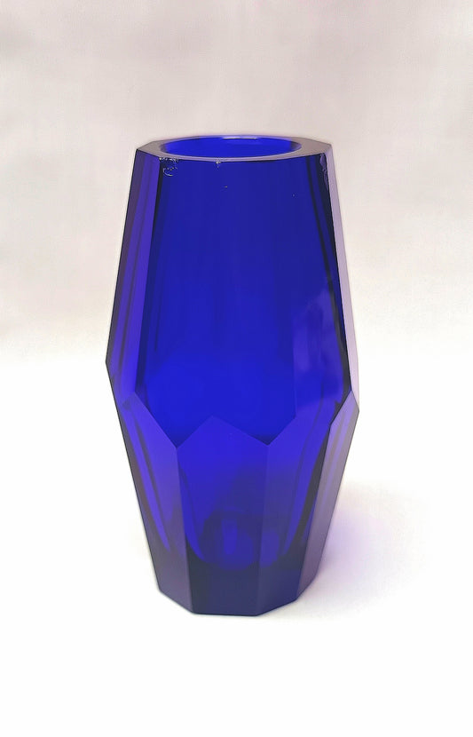 Exquisite Art Deco Cobalt Glass Vase — Designed by Josef Hoffmann, Executed by Ludwig Moser & Söhne for Wiener Werkstätte (1920s)