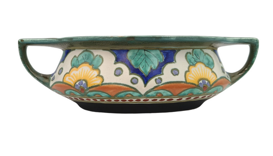 Koninklijke Plateelbakkerij Zuid-Holland (Royal PZH) | Arras Pattern | Twin-Handled Bowl | Hand-Painted Earthenware | Gouda, Holland, c.1930s