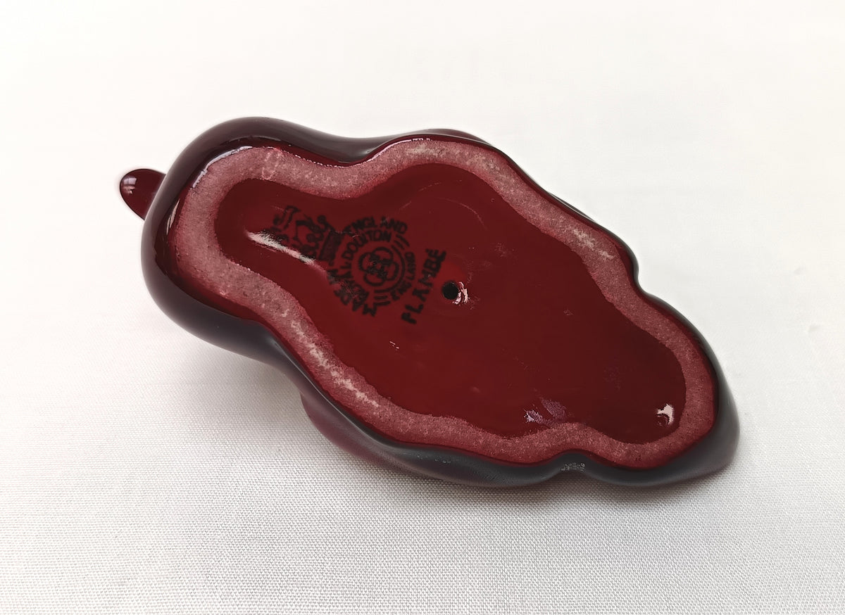 Royal Doulton | Flambe | Resting Duck Figurine | Oxblood Red | Mid-Twentieth Century