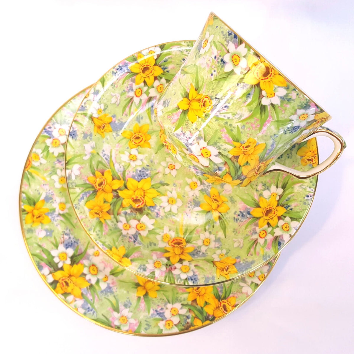 Grimwades Royal Winton | 'Richmond' Chintz | Two Trios | Richmond Shape | Earthenware | 1995 Reissue of 1938 Original | Unused Condition