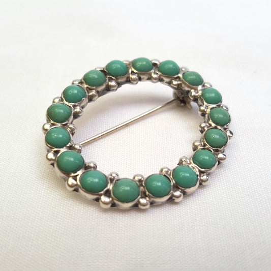 Vintage Sterling Silver Turquoise Brooch
