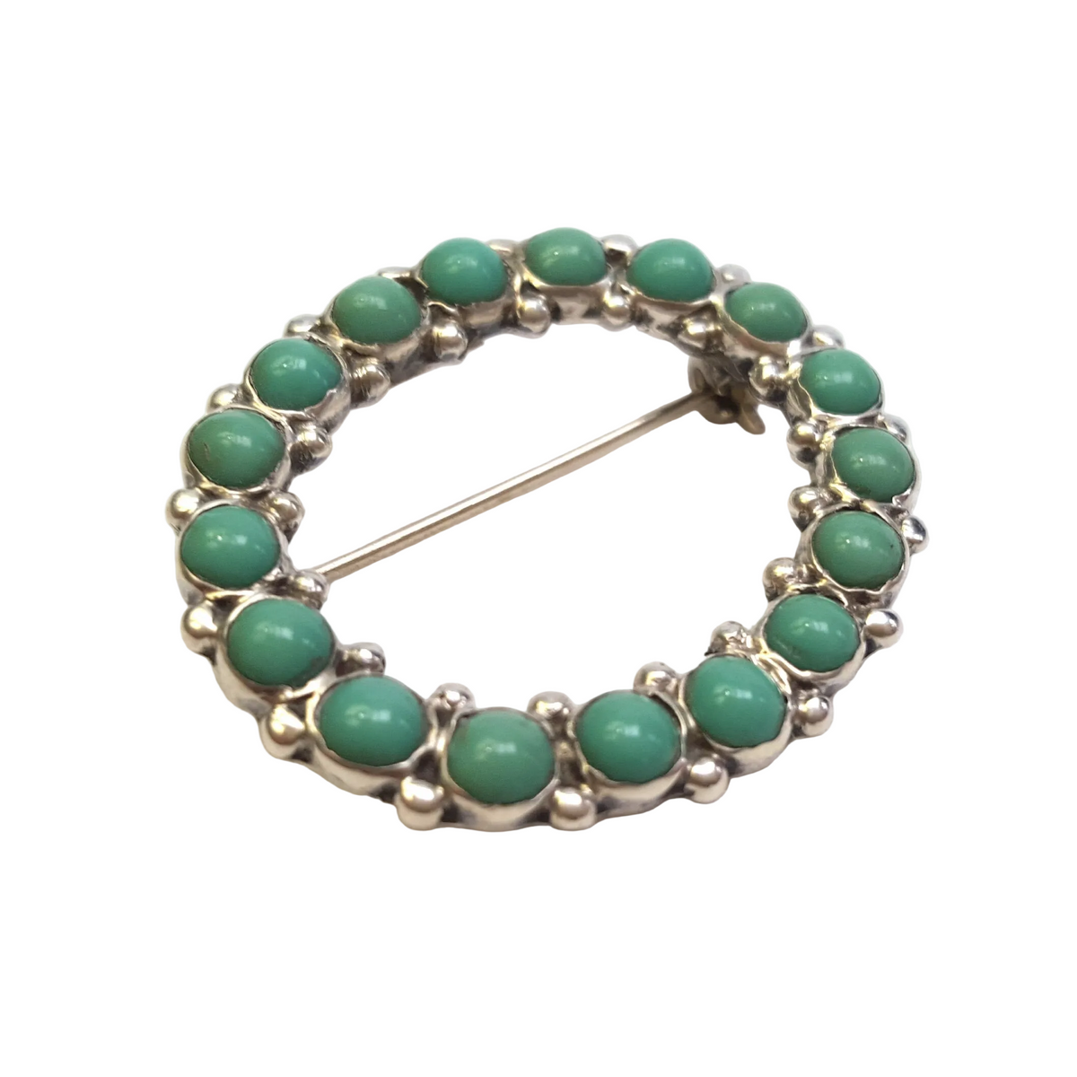 Vintage Sterling Silver Turquoise Brooch