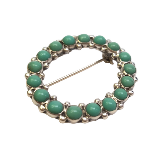 Vintage Sterling Silver Turquoise Brooch